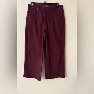Judy Blue Dolly High-Rise Classic Cropped Wide-Leg Maroon Denim Jeans, 11/30